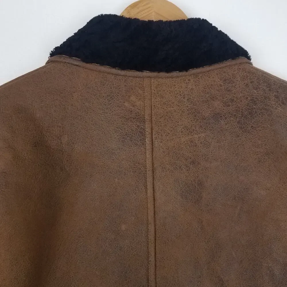 Marni | Brown Leather & Sheepskin Jacket Black Collar 40 Small